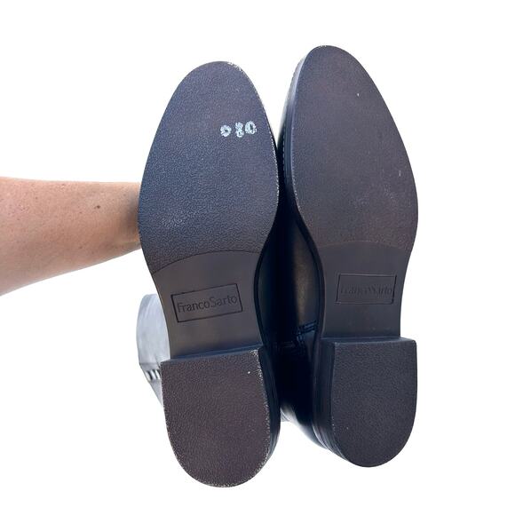 Franco Sarto Tall Leather Riding Boots Crissy Black Equestrian Structured 9 New - Picture 9 of 10